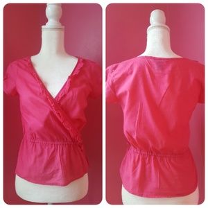 FINAL SALE! Hot Pink Cotton Wrap Top